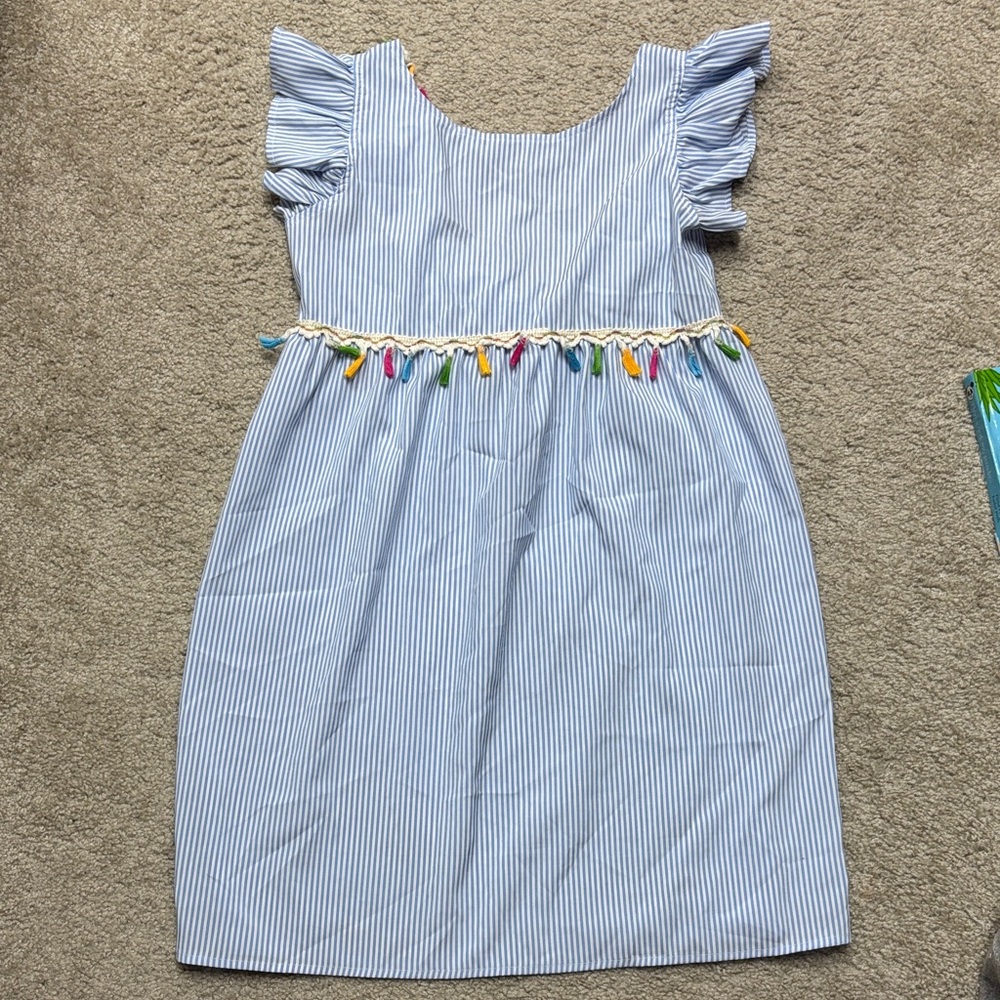 SHEIN Striped Blue summer Dress with Colorful Accents